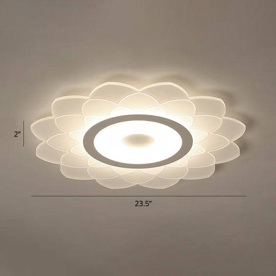 Simplicity White Acrylic Sunflower Flushmount Led Ceiling Lamp For Bedroom / 23.5 Third Gear