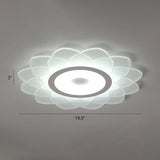 Simplicity White Acrylic Sunflower Flushmount Led Ceiling Lamp For Bedroom / 19.5