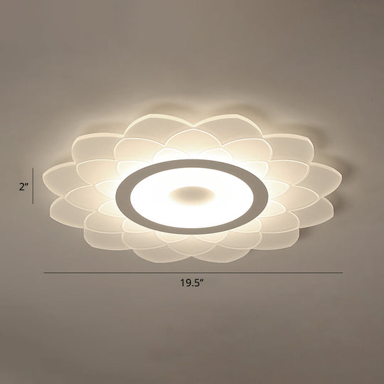 Simplicity White Acrylic Sunflower Flushmount Led Ceiling Lamp For Bedroom / 19.5 Third Gear