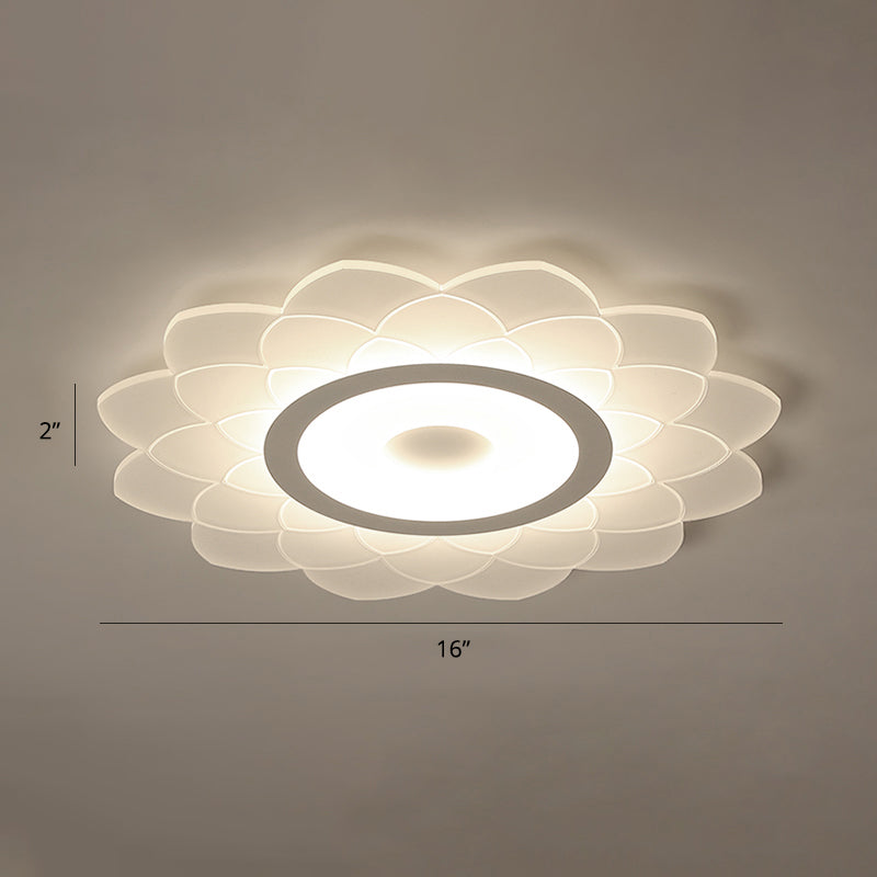 Simplicity White Acrylic Sunflower Flushmount Led Ceiling Lamp For Bedroom / 16 Third Gear