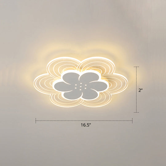 White Flower Flush Mount Led Light For Bedroom / 16.5’ Third Gear