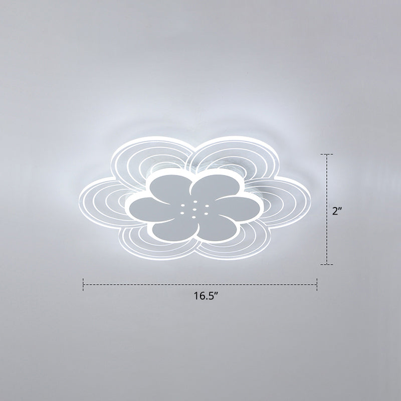White Flower Flush Mount Led Light For Bedroom / 16.5’