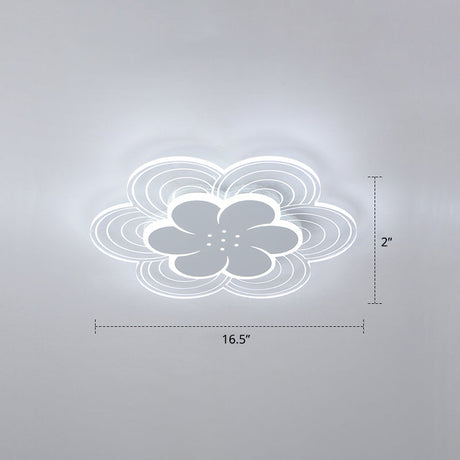 White Flower Flush Mount Led Light For Bedroom / 16.5