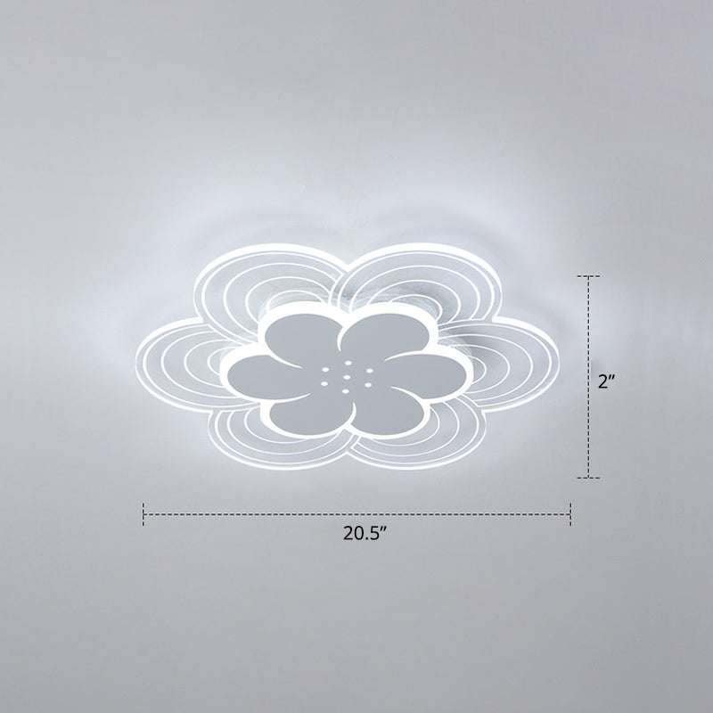 White Flower Flush Mount Led Light For Bedroom / 20.5’