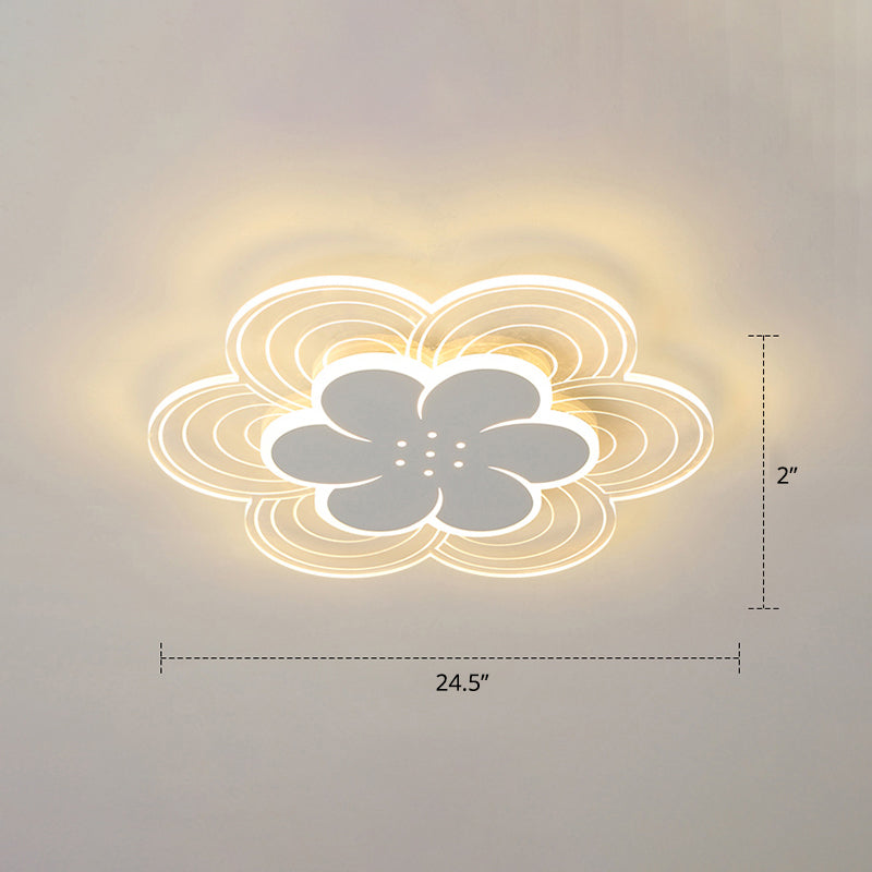 White Flower Flush Mount Led Light For Bedroom / 24.5’ Warm