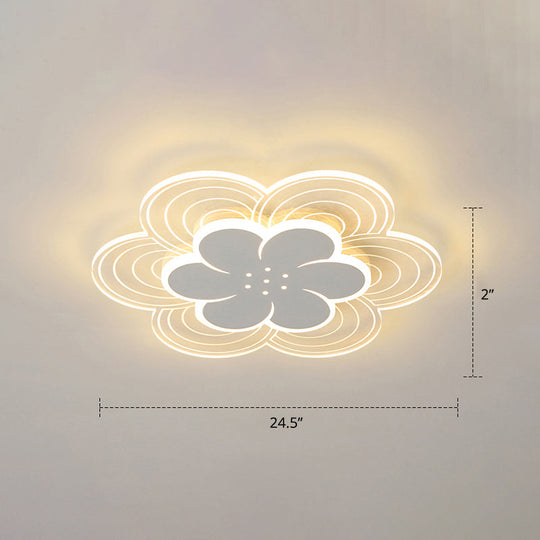 White Flower Flush Mount Led Light For Bedroom / 24.5’ Warm