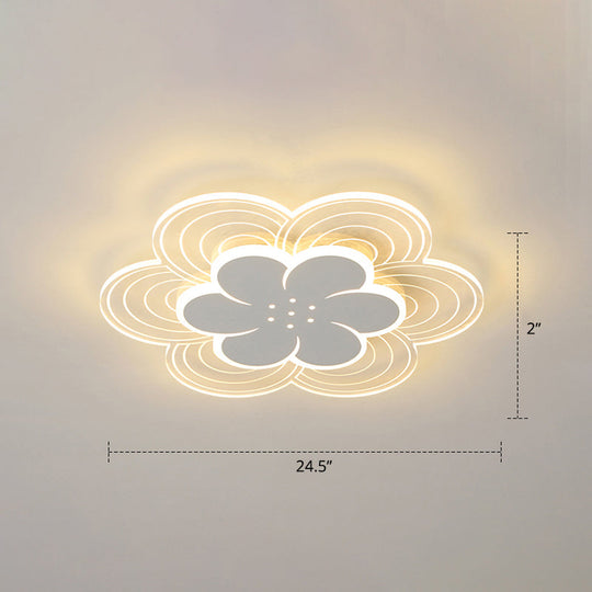 White Flower Flush Mount Led Light For Bedroom / 24.5’ Third Gear