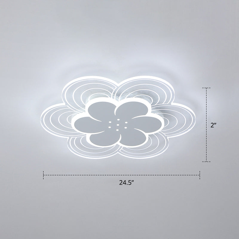White Flower Flush Mount Led Light For Bedroom / 24.5’