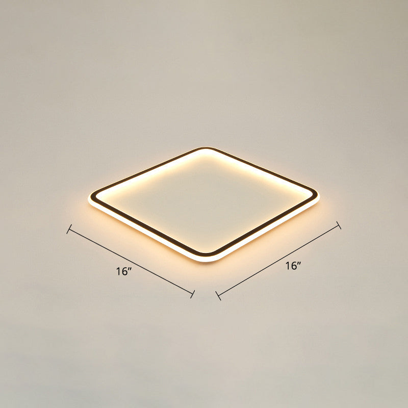 Minimalist Black Metal Flush Mount Ceiling Lamp With Square Ultrathin Led - Perfect For Bedrooms /