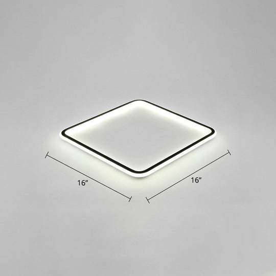 Minimalist Black Metal Flush Mount Ceiling Lamp With Square Ultrathin Led - Perfect For Bedrooms /