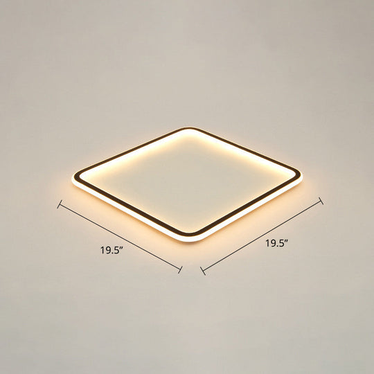 Minimalist Black Metal Flush Mount Ceiling Lamp With Square Ultrathin Led - Perfect For Bedrooms /