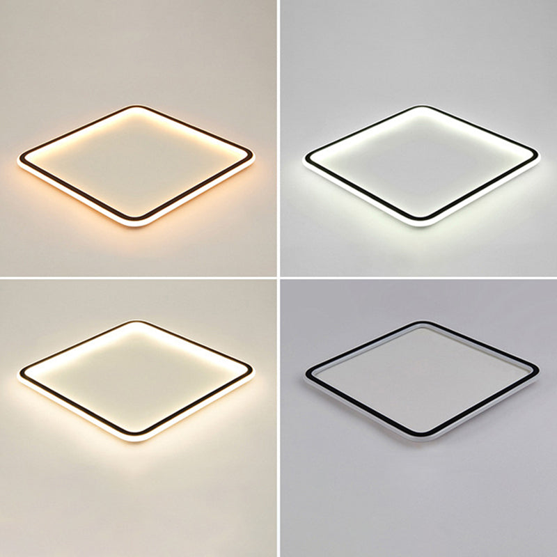 Minimalist Black Metal Flush Mount Ceiling Lamp With Square Ultrathin Led - Perfect For Bedrooms