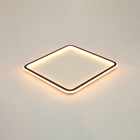 Minimalist Black Metal Flush Mount Ceiling Lamp With Square Ultrathin Led - Perfect For Bedrooms