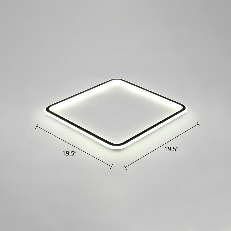 Minimalist Black Metal Flush Mount Ceiling Lamp With Square Ultrathin Led - Perfect For Bedrooms /