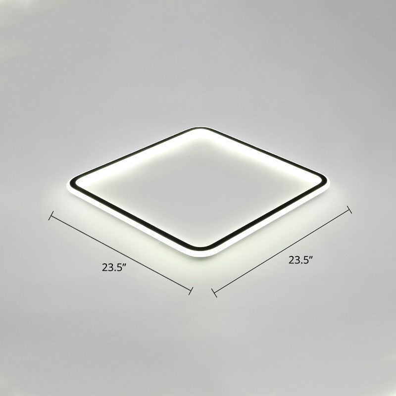 Minimalist Black Metal Flush Mount Ceiling Lamp With Square Ultrathin Led - Perfect For Bedrooms /