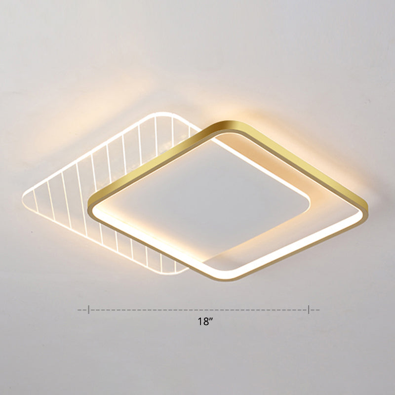 Sleek Acrylic Led Ceiling Light - Contemporary Flush Mount Lamp For Bedrooms Gold / Remote Control
