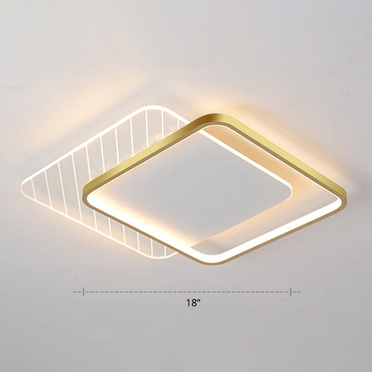 Sleek Acrylic Led Ceiling Light - Contemporary Flush Mount Lamp For Bedrooms Gold / Remote Control