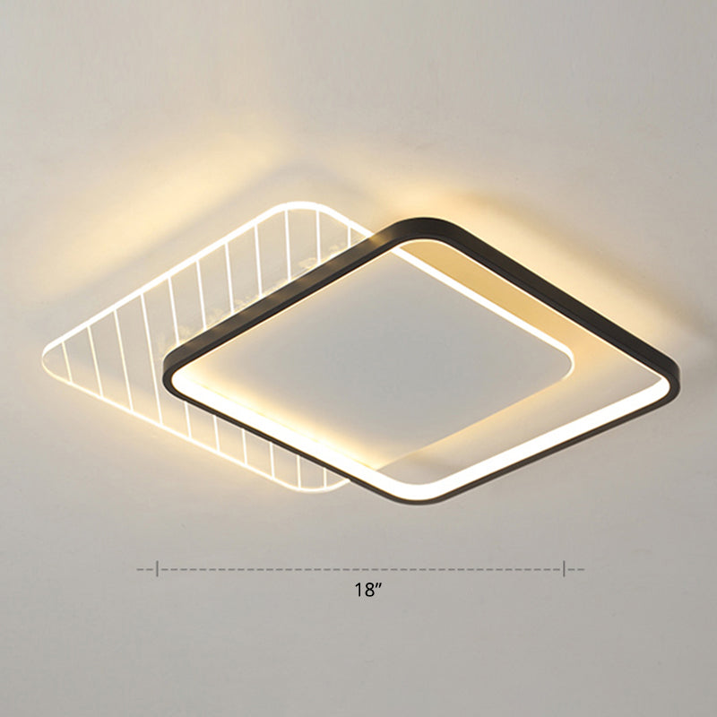 Sleek Acrylic Led Ceiling Light - Contemporary Flush Mount Lamp For Bedrooms Black / Remote Control