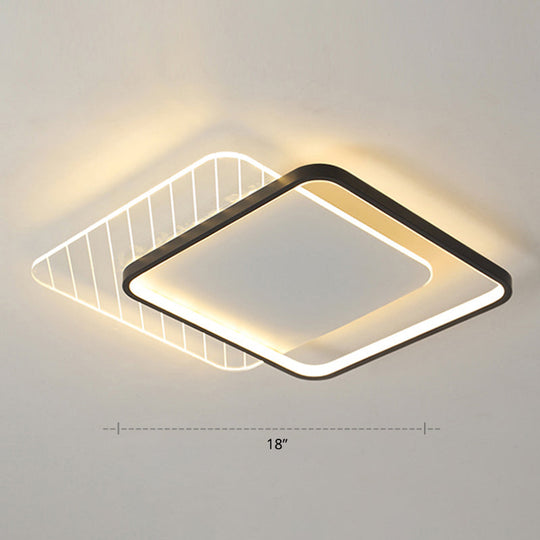 Sleek Acrylic Led Ceiling Light - Contemporary Flush Mount Lamp For Bedrooms Black / Remote Control