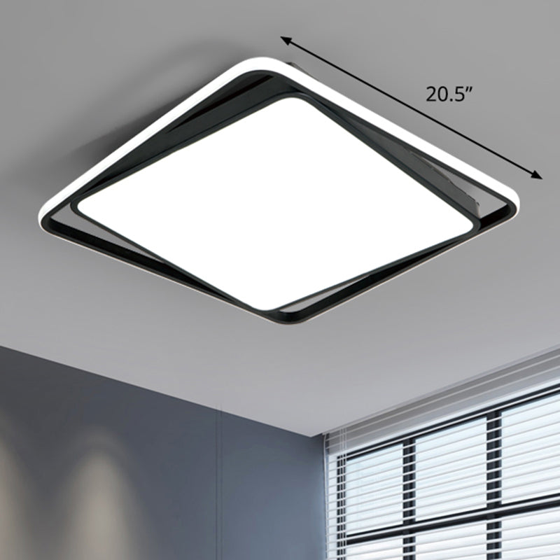 Modern Square Led Surface Mount Ceiling Light - Nordic Acrylic Black Flushmount For Bedroom / 20.5’