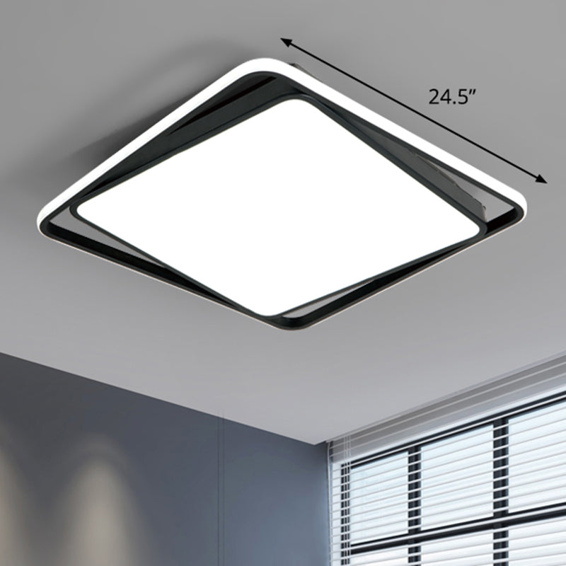 Modern Square Led Surface Mount Ceiling Light - Nordic Acrylic Black Flushmount For Bedroom / 24.5’