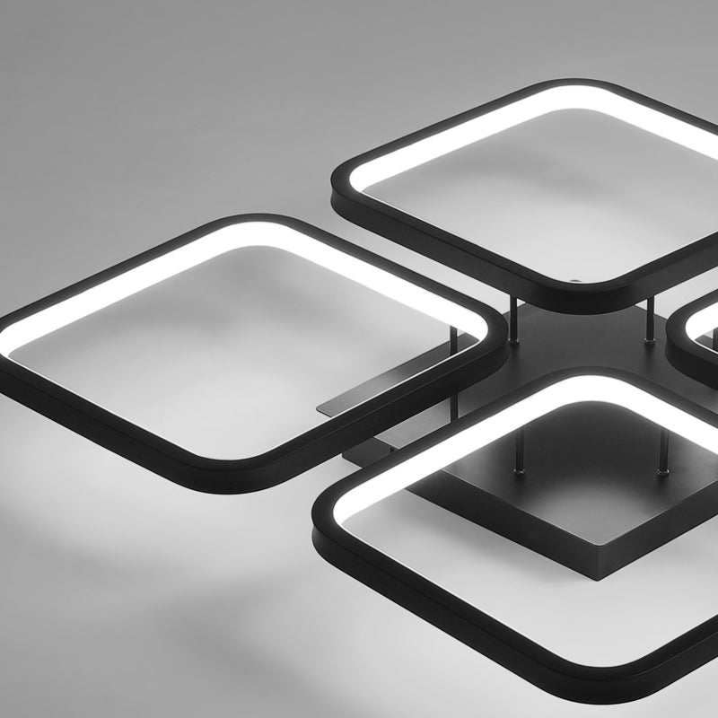 Sleek Black Led Semi Flush Ceiling Light For Bedroom - Simplicity Collection