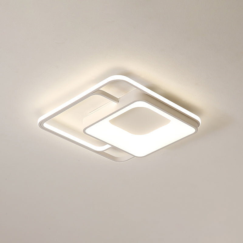 Minimalistic White Led Flush Mount Ceiling Lamp For Bedrooms / 19.5’ Third Gear