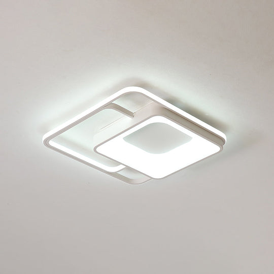 Minimalistic White Led Flush Mount Ceiling Lamp For Bedrooms / 19.5’