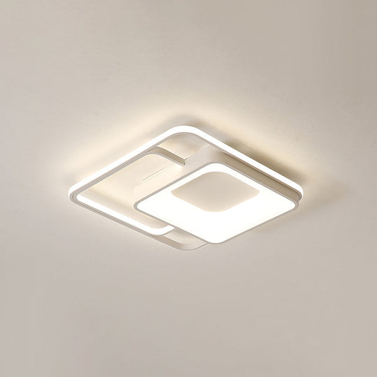 Minimalistic White Led Flush Mount Ceiling Lamp For Bedrooms / 16 Third Gear