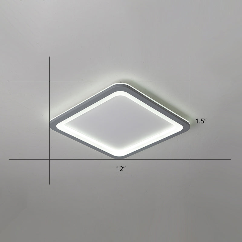 Super Thin Grey Nordic Metal Led Ceiling Light - Ideal For Living Room Surface Mounted / 12’