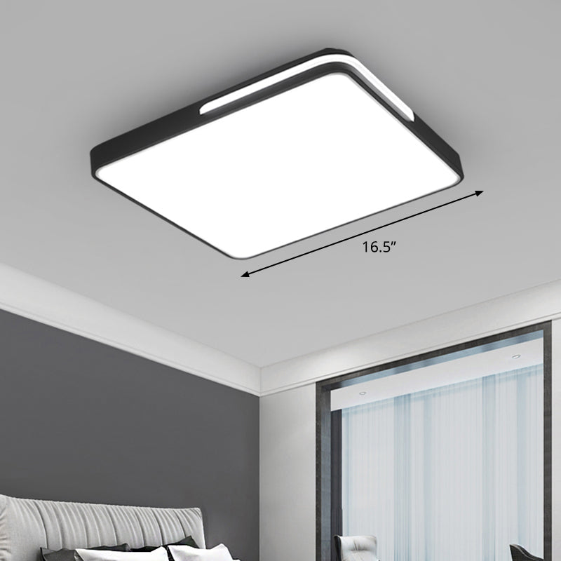 Nordic Square Flush Mount Led Ceiling Lamp For Bedroom - Acrylic Black / 16.5