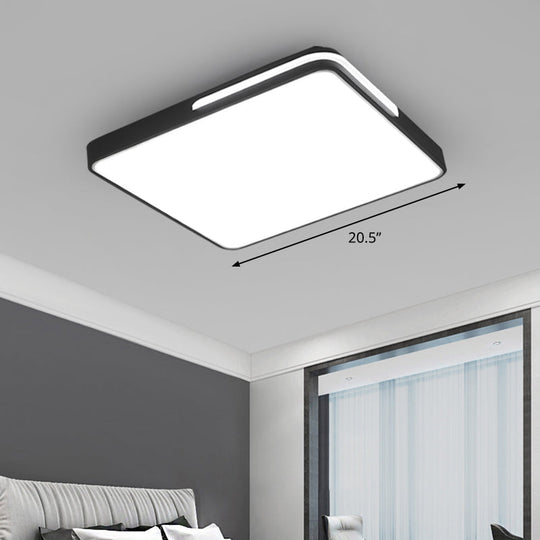 Nordic Square Flush Mount Led Ceiling Lamp For Bedroom - Acrylic Black / 20.5