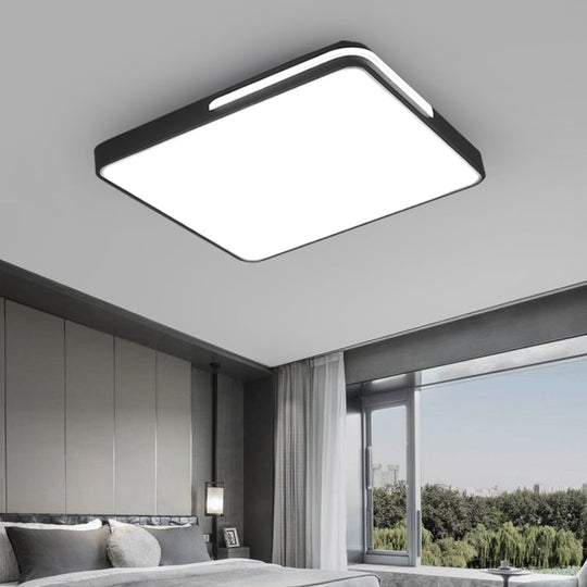 Nordic Square Flush Mount Led Ceiling Lamp For Bedroom - Acrylic Black