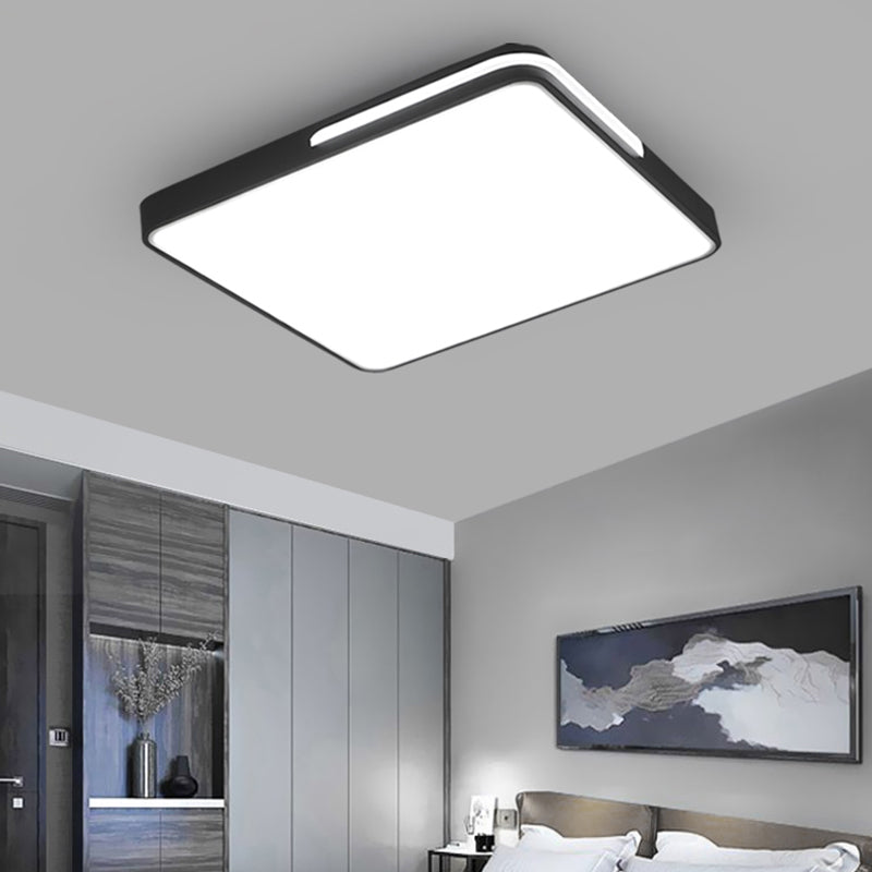 Nordic Square Flush Mount Led Ceiling Lamp For Bedroom - Acrylic Black