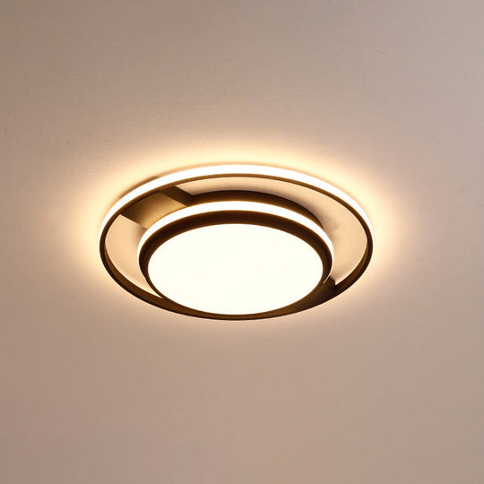 Nordic Black Round Acrylic Led Flushmount Ceiling Light For Living Room / 18 Third Gear