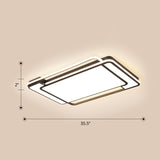 Contemporary Rectangular Ceiling Lamp: Sleek Led Flush Mount In Black For Living Room / 35.5 White