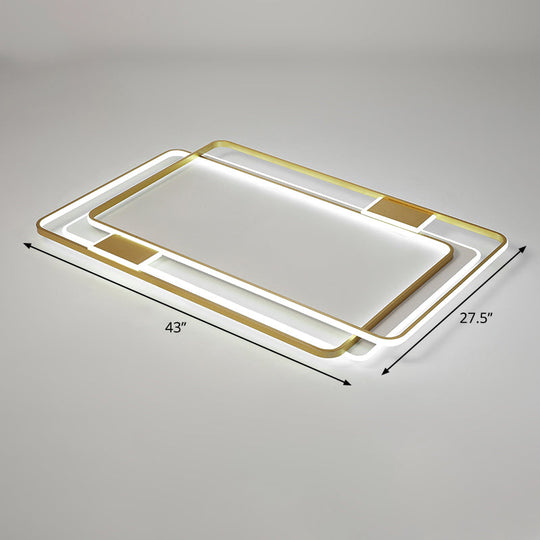 Contemporary Gold Led Ceiling Light For Living Room - Ultra - Thin & Acrylic Flush Mount / 43’ White