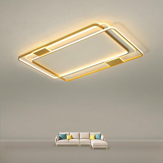 Contemporary Gold Led Ceiling Light For Living Room - Ultra - Thin & Acrylic Flush Mount