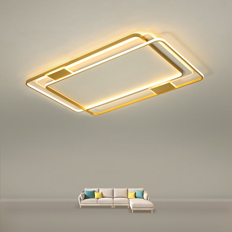 Contemporary Gold Led Ceiling Light For Living Room - Ultra-Thin & Acrylic Flush Mount