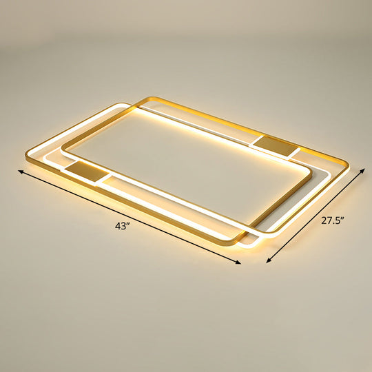Contemporary Gold Led Ceiling Light For Living Room - Ultra - Thin & Acrylic Flush Mount / 43’ Warm