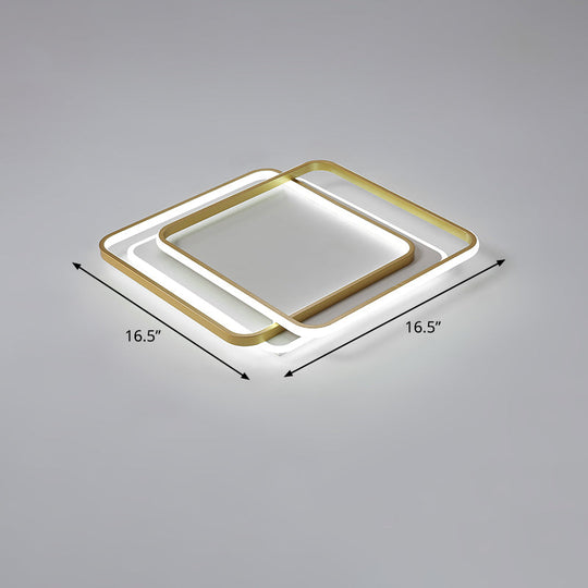 Contemporary Gold Led Ceiling Light For Living Room - Ultra - Thin & Acrylic Flush Mount / 16.5’