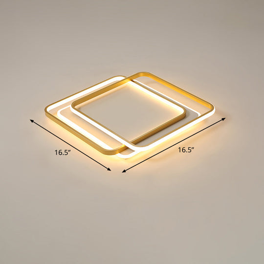 Contemporary Gold Led Ceiling Light For Living Room - Ultra - Thin & Acrylic Flush Mount / 16.5’
