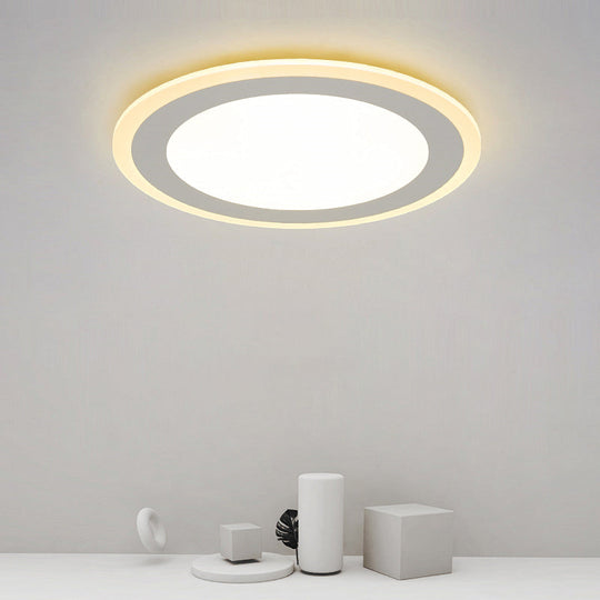 Minimalist White Led Acrylic Disk Flush-Mount Ceiling Light Fixture