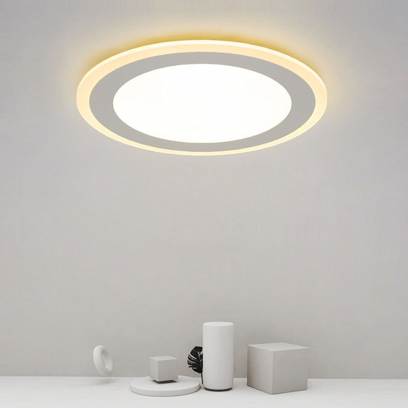 Minimalist White Led Acrylic Disk Flush - Mount Ceiling Light Fixture