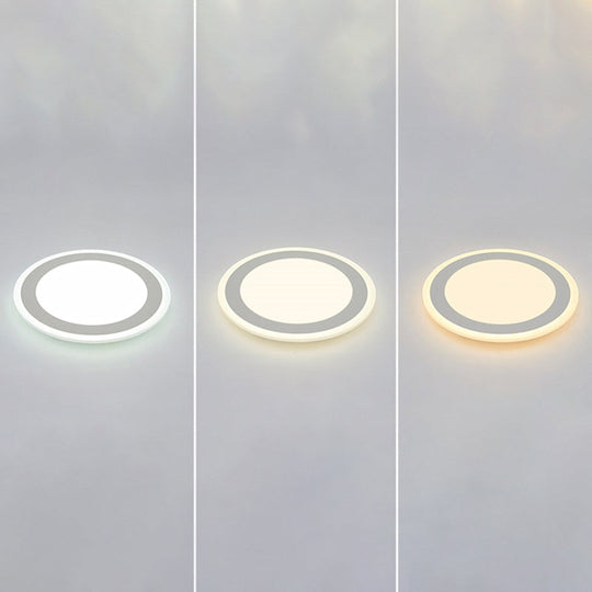 Minimalist White Led Acrylic Disk Flush - Mount Ceiling Light Fixture / 16.5’ Third Gear