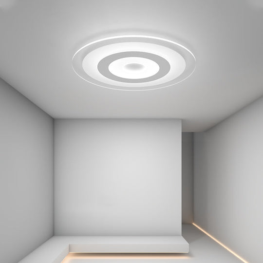 Sleek White Disc Foyer Flush Light With Acrylic Simplicity - Led Mount Ceiling Fixture / 16.5’