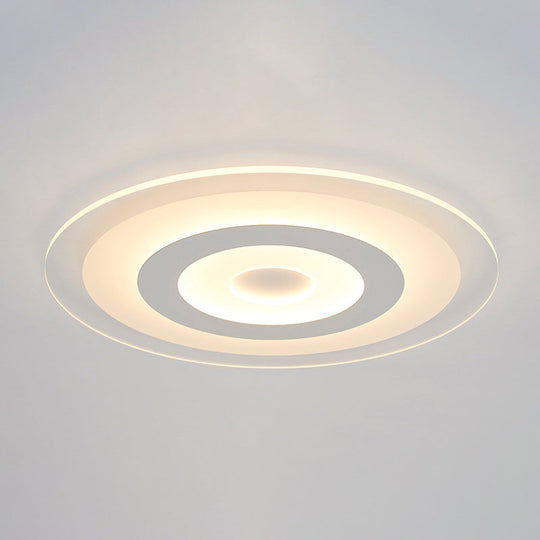 Sleek White Disc Foyer Flush Light With Acrylic Simplicity - Led Mount Ceiling Fixture