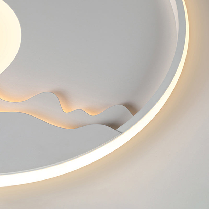 Modern Led Ceiling Light - Stylish Metal Flush Mount For Living Room White Shade