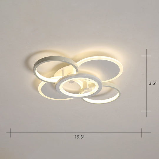 Minimalist White Halo Ring Led Ceiling Light For Bedroom - Flush Mount / 19.5’ Warm