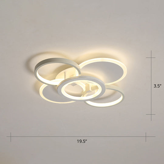Minimalist White Halo Ring Led Ceiling Light For Bedroom - Flush Mount / 19.5’ Third Gear